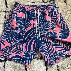 Mens Pink and Blue Bathing Suit
